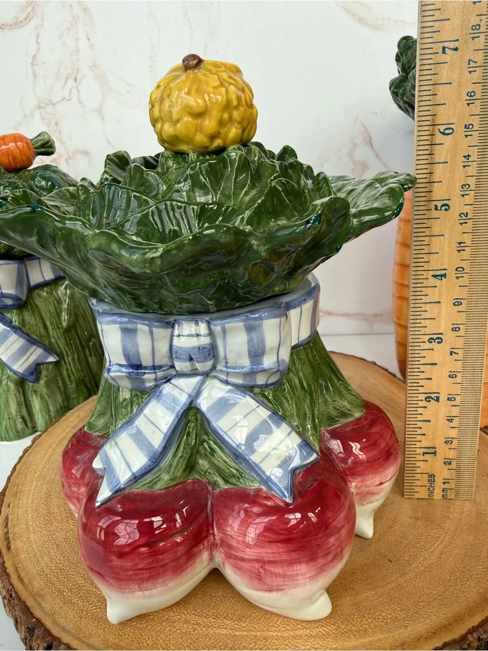 Vintage Fitz and Floyd Vegetable Bowquet Ceramic Kitchen Canister Set Majolica